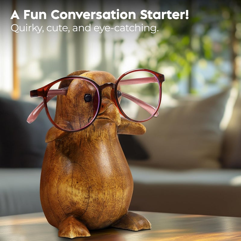 Spaceneat Penguin Eyeglass Holder Stand - Handcrafted in Indonesia - Wooden Glasses Holder for Nightstand - Sunglasses Stand Display, Versatile Eyewear Storage for Reading Glasses, Spectacles & More - Image 3